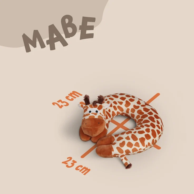 Nackenhörnchen Kinder Tier Schlafkissen Reisekissen Waschbar Kopfstütze U-Förmig Nackenkissen für Auto Zug Flugzeug weicher Kissenbezug Giraffe – Bild 2