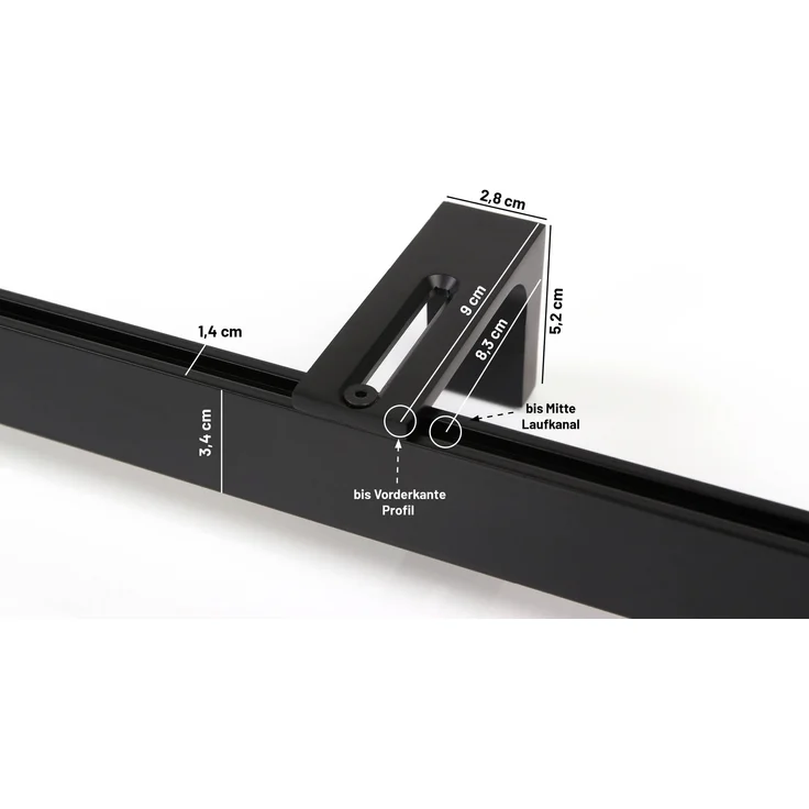 Deco-Raum® Gardinenschiene Innenlauf Loft | Befestigung: Wandträger | Größe: 370cm | Material: Aluminium | Farbe: Schwarz – Bild 2