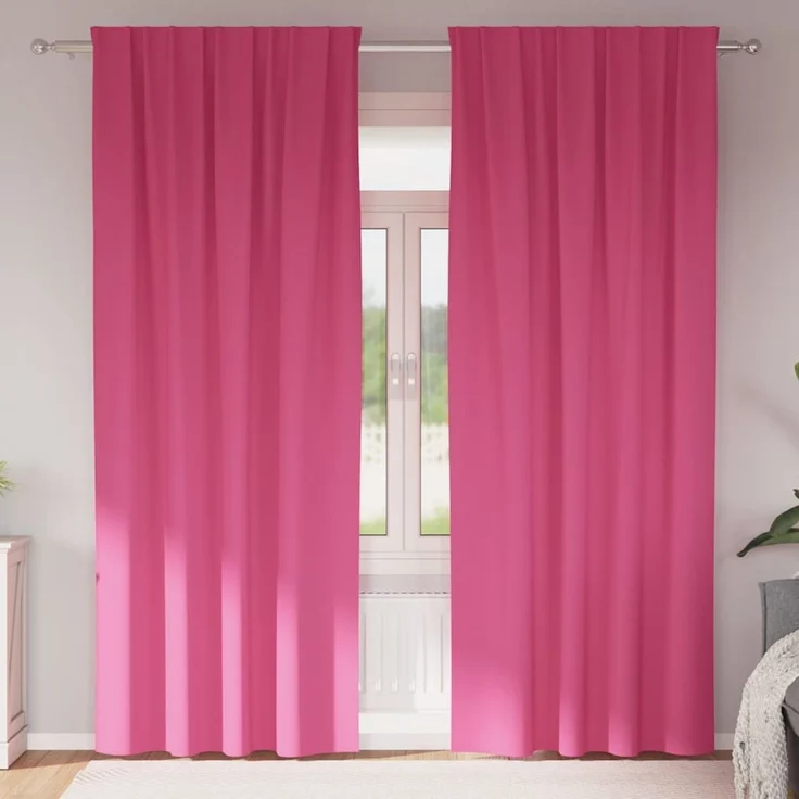 vidaXL Verdunkelungs-Vorhänge mit Ringen 2 stk. Helles Pink Polyester 4107517 – Bild 1
