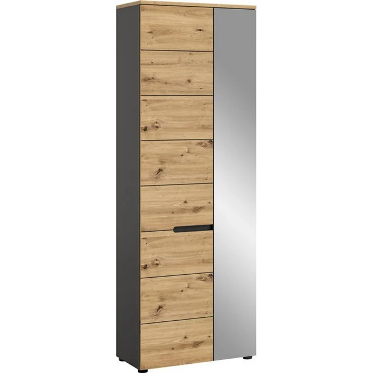 INOSIGN Garderobenschrank Rehat, Höhe: 190cm, in Basalt grau/ Artisan Eiche, 2 Türen, 6 Fächer Garderobe, Flurschrank, Dielenschrank, Kleiderschrank, Garderobenmöbel – Bild 4