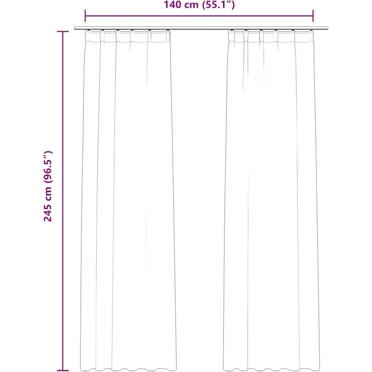 Verdunkelungsvorhänge | für Wohnzimmer & Schlafzimmer mit Haken 2 Stk. Samt Schwarz 140x245 cm – Bild 7