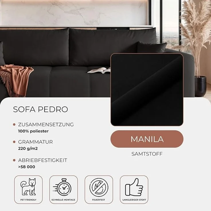 Schlafsofa mit Schlaffunktion und Stauraum – Bild 4