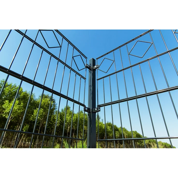HOME DELUXE Doppelstabmattenzaun Schmuckzaun Raute inkl. Eckpfosten Anthrazit/Grün MORATA - 160 cm x 20m 3x Eckpfosten – Bild 3