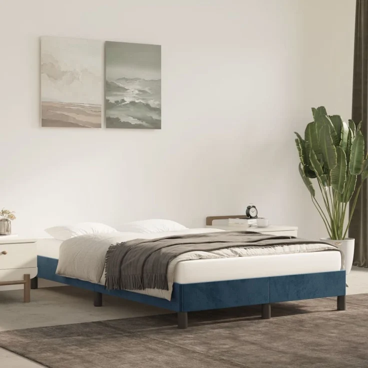 vidaXL Bettgestell ohne Matratze Dunkelblau 120x190 cm Samt 3269629 – Bild 1