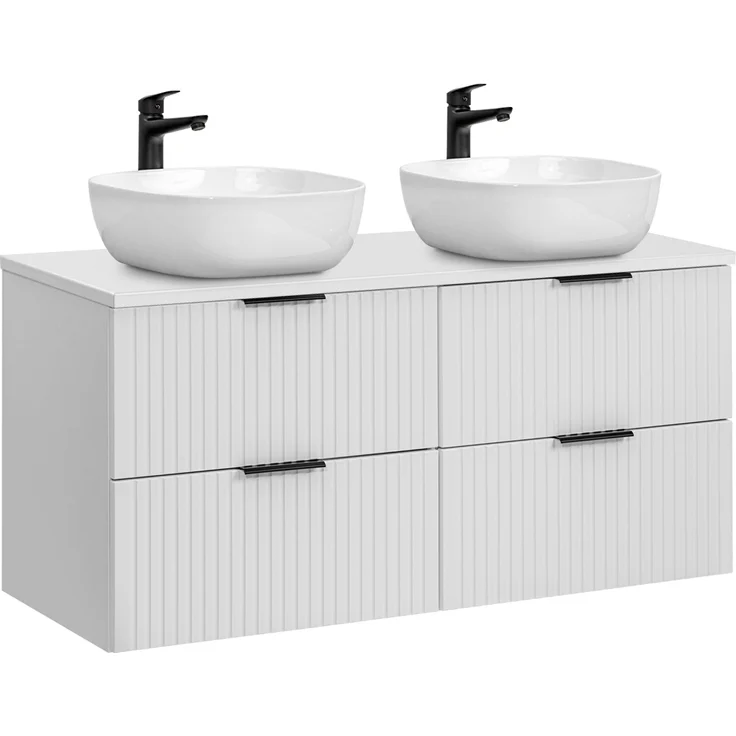 Waschtischunterschrank 120 cm weiß matt mit gerillter Front, 4 Softclose-Auszüge, ADELAIDE-56-WHITE – Bild 9