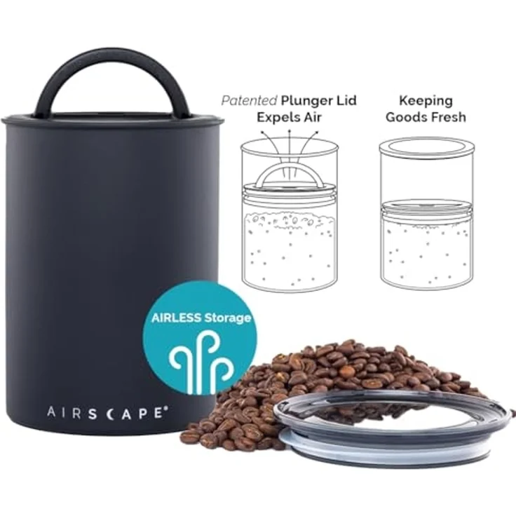 Airscape Edelstahl Kaffeedose Vorratsdose luftdicht 1,8L Auswahl Farbe schwarz matt AS1707 – Bild 3