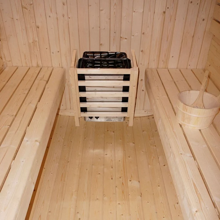 XXL Luxus Outdoor Fasssauna 194x220 cm SET Sauna inkl. 8 KW Saunaofen 4 Pers. – Bild 3