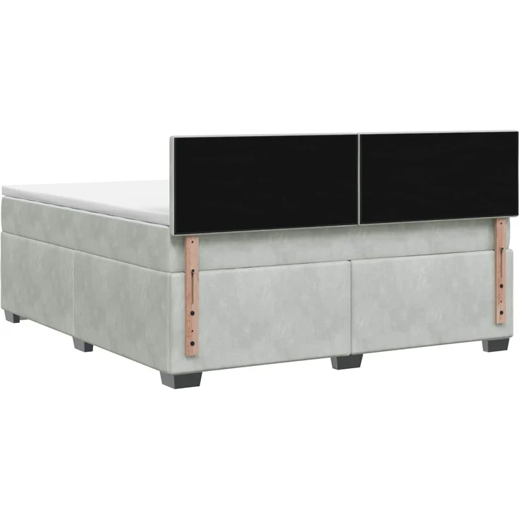 vidaXL Boxspringbett mit Matratze Hellgrau 140 x 200 cm Samt 3450728 – Bild 8