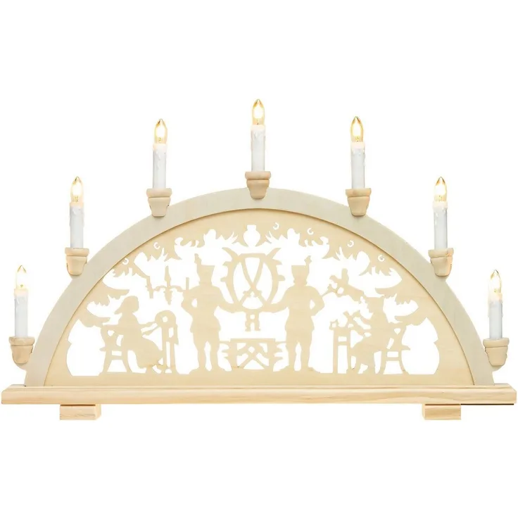 SIKORA Schwibbogen LB33-7 Lichterbogen Motiv Bergmann mit 7 elektrischen Kerzen B:57cm, Innen Deko mit LED Beleuchtung und klassischem Weihnachtsmotiv