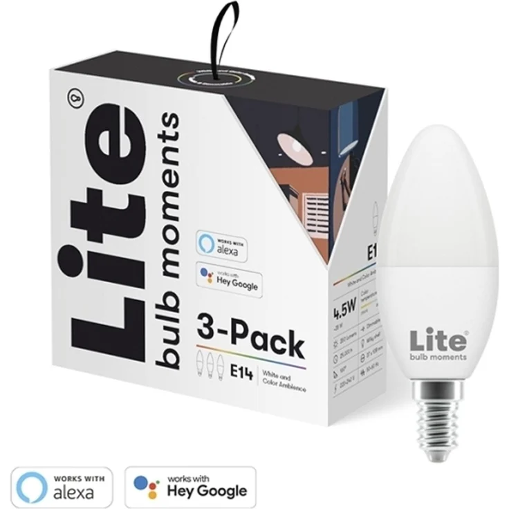 Lite Bulb Moments E14 C35 RGB 2700 - 6500K 4.5W Milky White Lichtquelle Wi-Fi 3er Pack