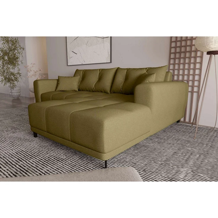99rooms Massimo Ecksofa Strukturstoff NEVE Khaki mit Schlaffunktion Rechts – Bild 2