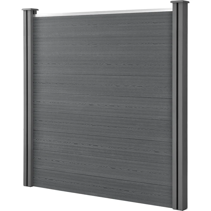 Gartenzaun Getafe WPC mit Pfosten 183x357 cm Grau neu. holz – Bild 2