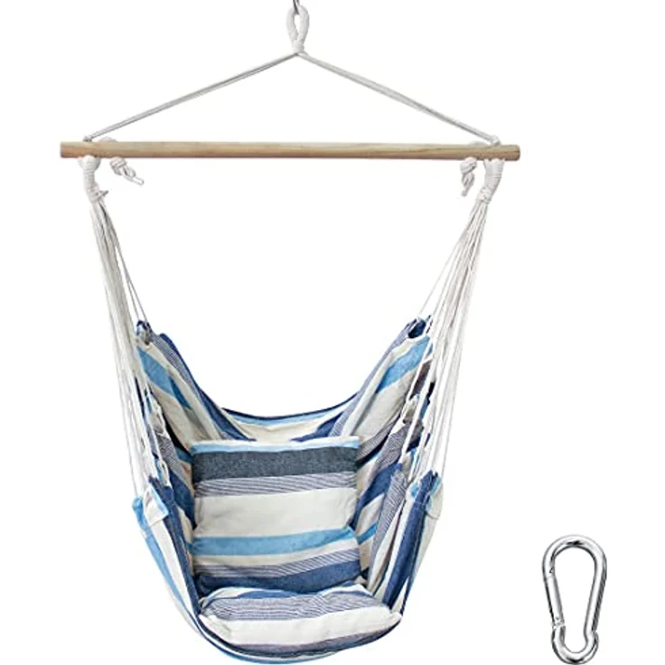yourGEAR Hängestuhl yourGEAR Lombok Aqua Hängesessel 2 Kissen Sitz-Hängematte 240kg – Bild 2
