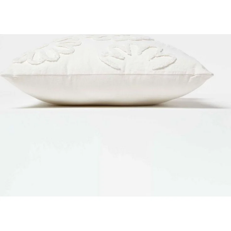 Homescapes Dekokissen Tufted Kissen weiß 45 x 45 cm – Dekokissen Blumen – Bild 3