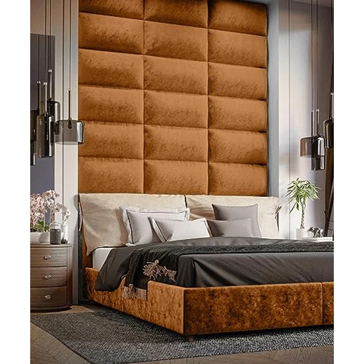 Muralo Samt Wandkissen Stoff Polsterpaneel Schlafzimmer Wohnzimmer Bett Wandpolster Bettkopfteil Lendekissen Modern Luxus Gepolstert Polster Paneel (Honiggelb, 50x40 cm) – Bild 3