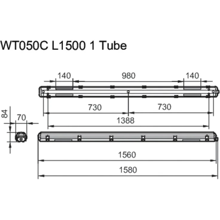 Signify Feuchtraumleuchte f. 1 LED-Tube WT050C 1xTLED L1500 – Bild 2