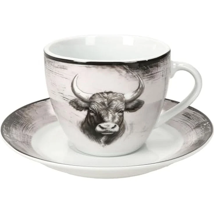 MamboCat Kaffeeservice Toro 18tlg Kaffeeservice Porzellan 6 Personen Kuh Landhaus, Porzellan – Bild 6