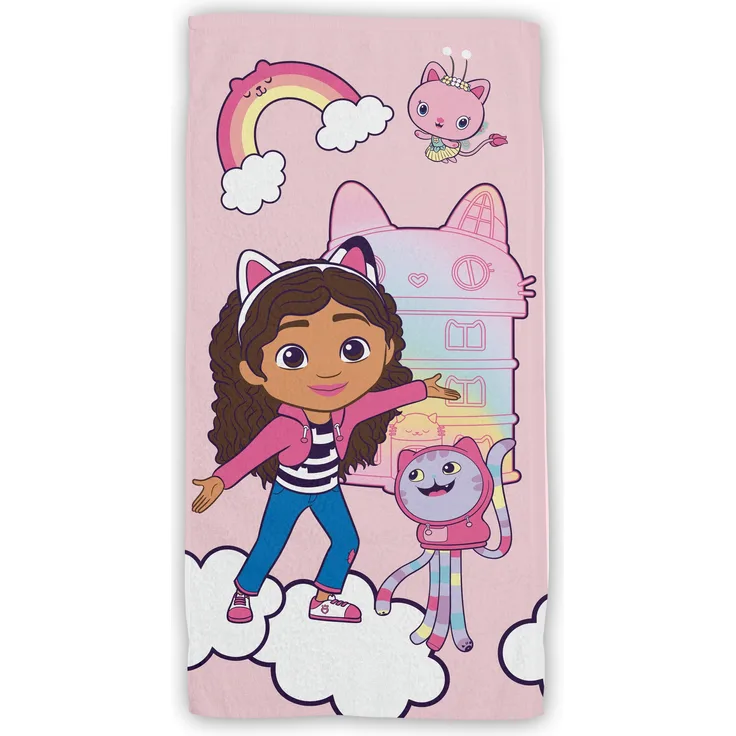 Gabby's Dollhouse Baumwolle Strandtuch Frottee Badetuch mit Premium Druck, 70x140 cm