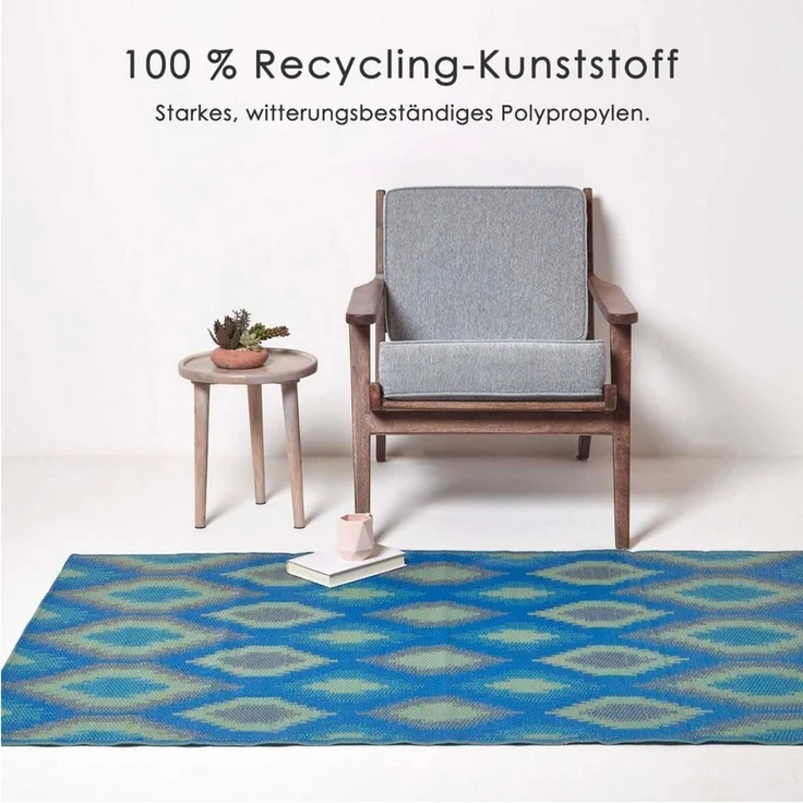Homescapes Outdoorteppich Outdoor-Teppich Amber aus Polpropylen mit blau-grünem, 120 x 180 cm, rechteckig, Höhe: 20 mm – Bild 3