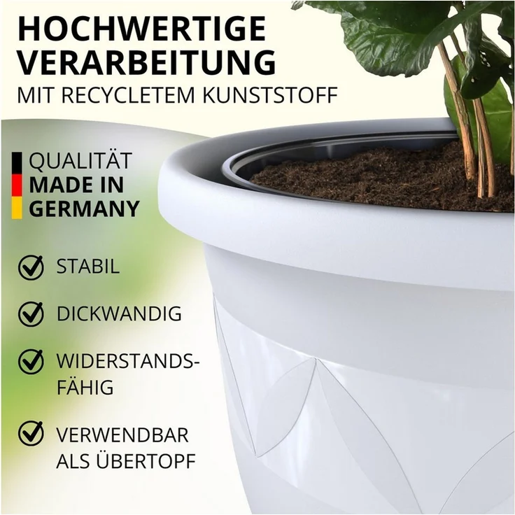 Plastard Pflanzkübel 3er, 5er, 10er Sets, Blumentop, Übertopf, Pflanztopf 15 - 40 cm (5 St), frostbeständig, UV-beständig, witterungsbeständig, langlebig – Bild 2