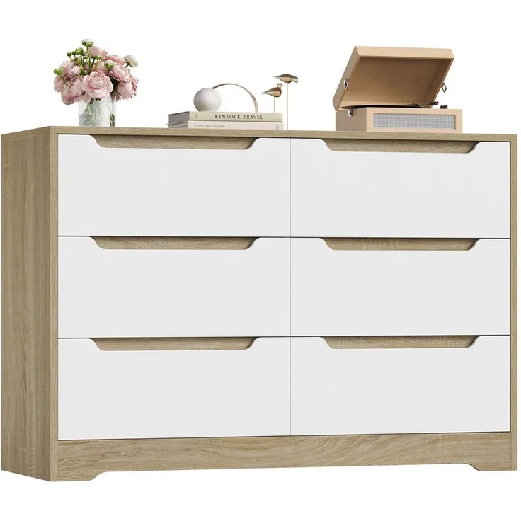 HOMECHO Kommode, mit 6 Schubladen, Schubladenschrank Modern Mehrzweckschrank aus Holz