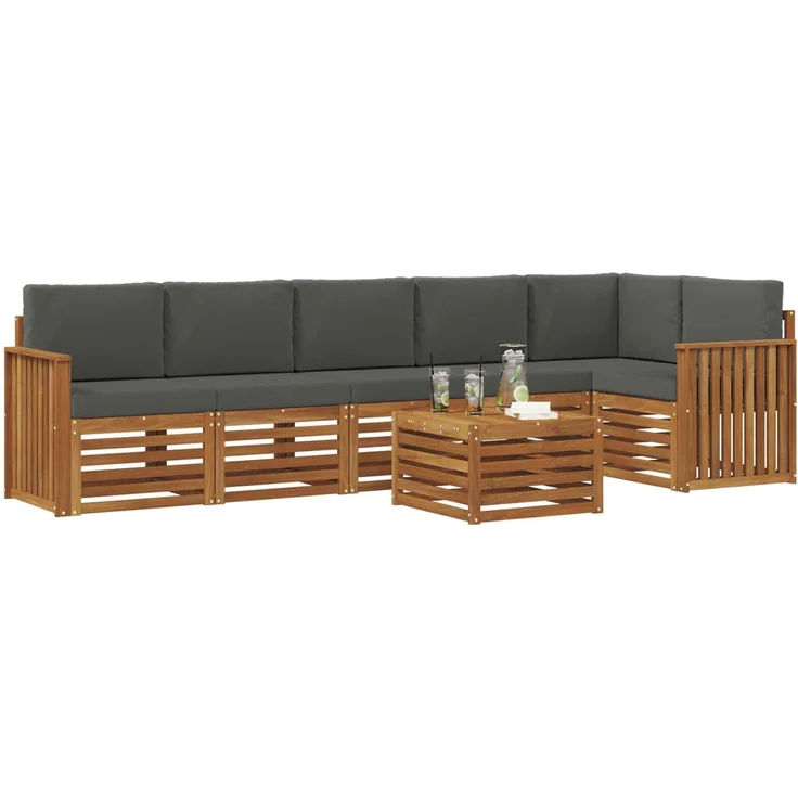 vidaXL Outdoor-Sofagarnitur 7 stk. 6-Sitzer Natur und Anthrazit 3374927 – Bild 3