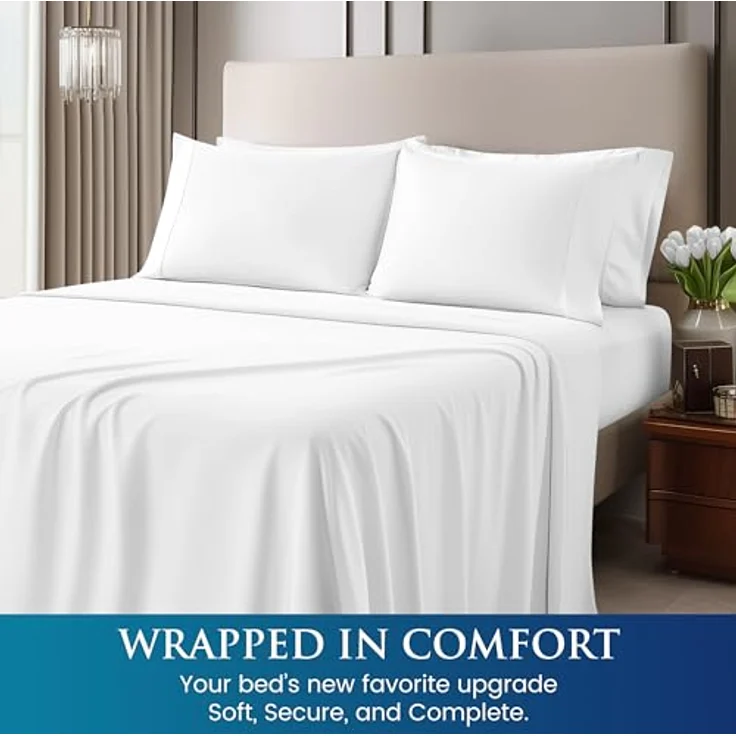 Utopia Bedding Bettwäscheset, gebürstete Mikrofaser, weiche Bettlaken für großes Bett, enthält 1 Bettbezug, 1 Spannbetttuch und 2 Kissenbezüge, tiefer Umschlag, Weiß – Bild 5