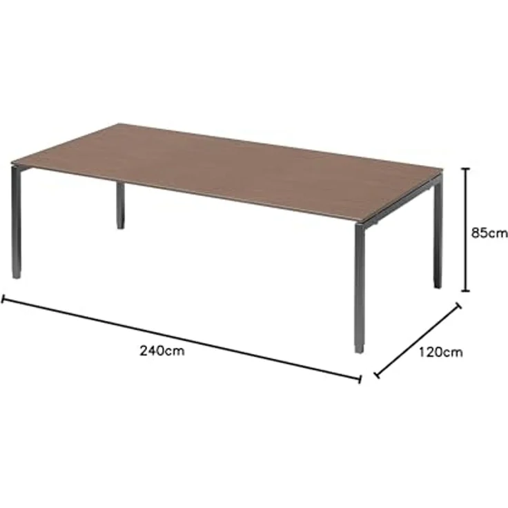 BISLEY Cito Chefarbeitsplatz/Konferenztisch, 650-850 mm höheneinstellbares U-Gestell, Metall, Wn334 Dekor Nußbaum, Gestell Anthrazitgrau, 120 x 240 x 85 cm – Bild 2