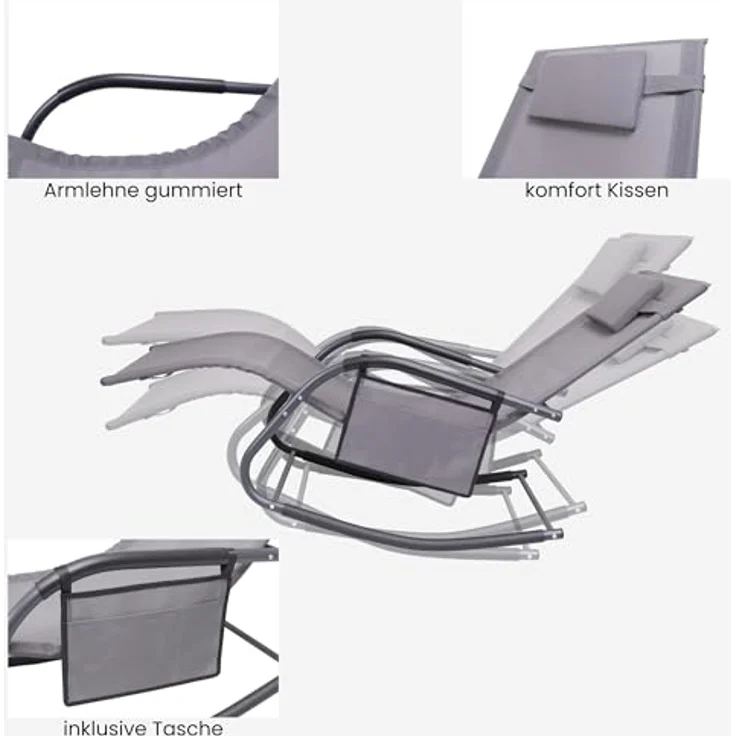 Albatros Premium Gartenliege C-FORM, Schwungliege mit Kopfkissen, wetterfest, ergonomisch, belastbar bis 160 kg, ideal für Garten und Terrasse – Bild 6
