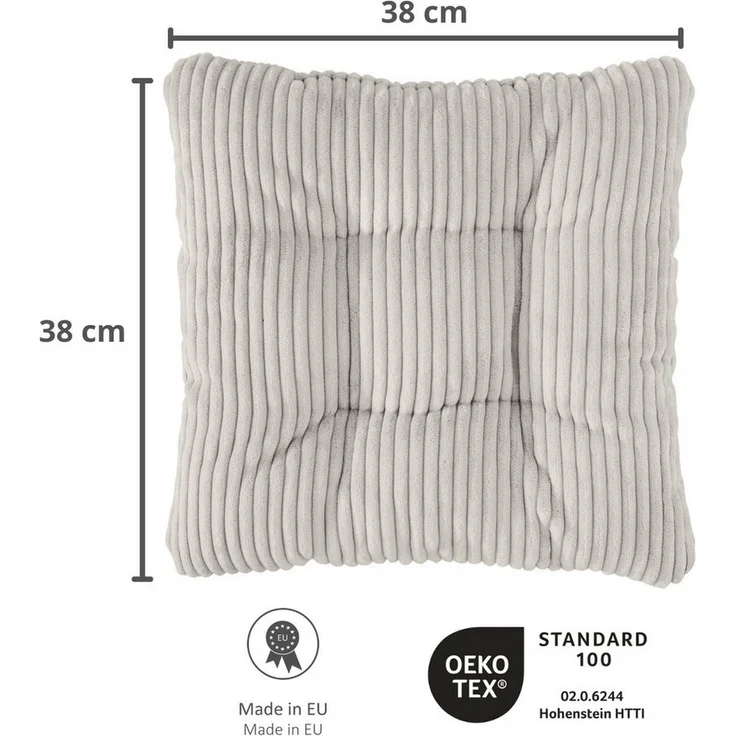 sleepling Sitzkissen in Cord-Optik, Stuhlkissen, Zierkissen, Dekokissen, aus weichem Möbelstoff, abriebfest, anschmiegsam, wendbar, 38 x 38 cm – Bild 2