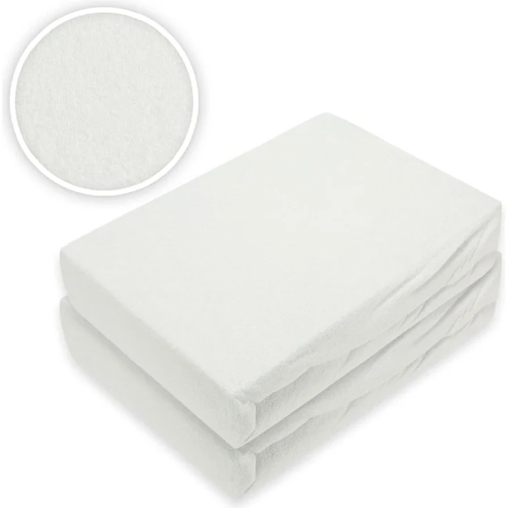 Doppelpack Frottee Spannbettlaken 90 - 100 x 200 cm Weiss – Bild 2