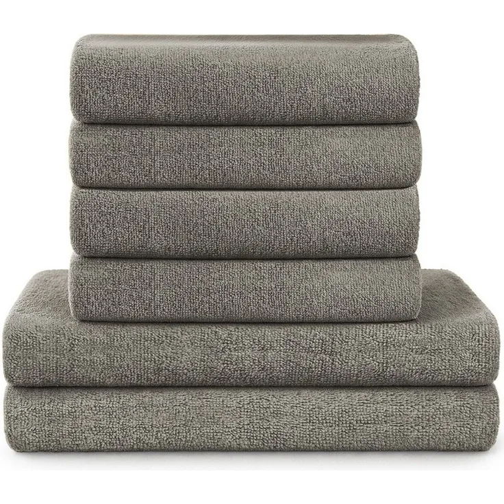 Blumtal Premium 6-TLG. Frottier Handtücher Set mit Aufhängschlaufen - 100% Baumwolle Oeko-TEX Zertifiziert, Weich, Saugstark - 2X Badetuch (70x140 cm), 4X Handtuch (50x100 cm), Grau