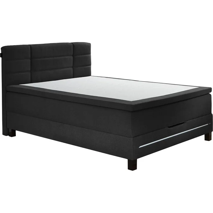 Boxspringbett Jogi / Jefferson BX2260, Stoff, Schwarz, 140 x 107 x 211 cm