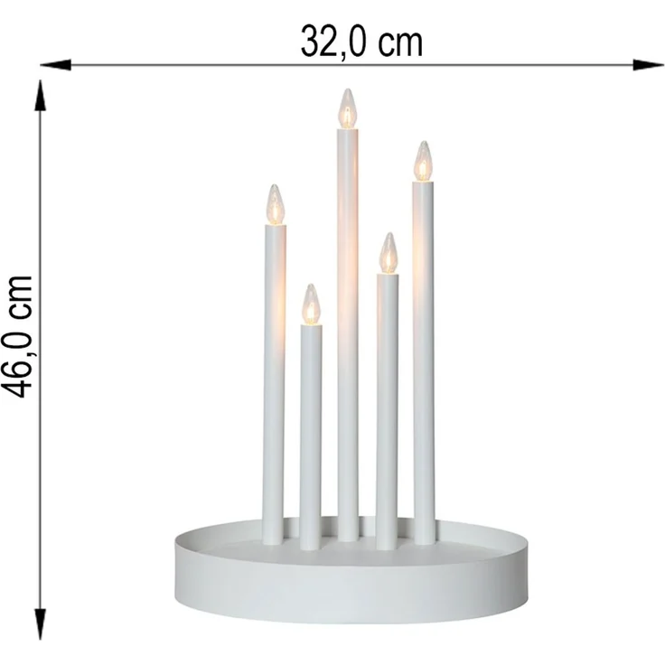 LED Kerzenständer, 5-flammig, Weiß, Stahl, E10, Warmweiß, H 46 cm – Bild 4