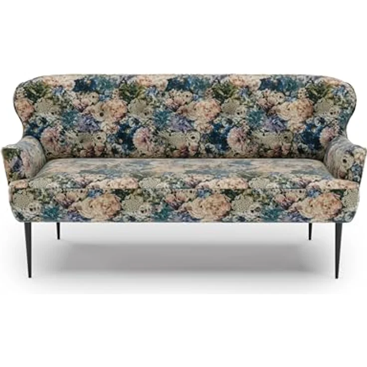 CAVADORE 2,5-Sitzer Küchensofa Amba, Trendige Sitzbank für Küche oder Esszimmer / 173 x 97 x 87 / Jacquard Flachgewebe: Blumenmuster Olive – Bild 7