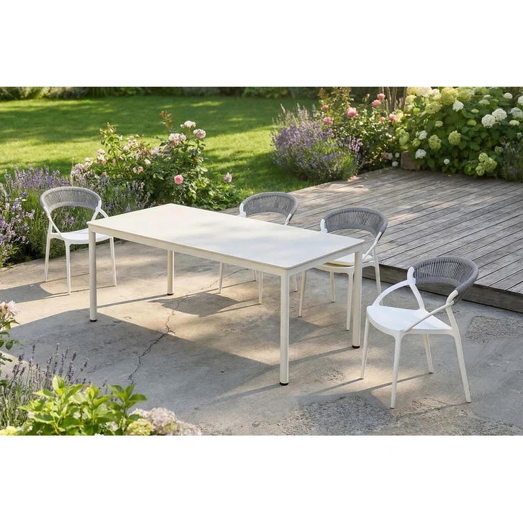 KAWOLA Gartentisch LONGA Outdoor Keramik hellgrau Gestell Aluminium 180x90 cm – Bild 6