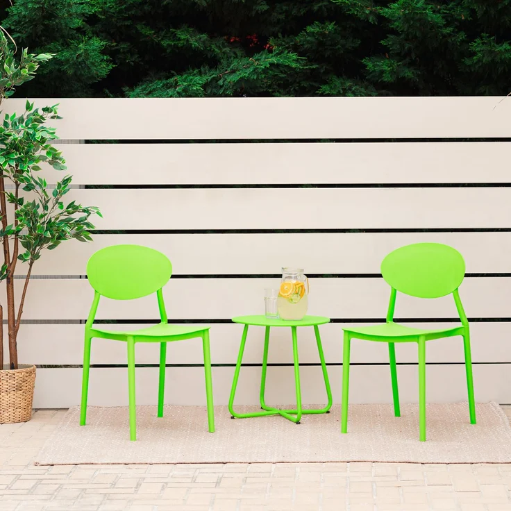 Gartenstuhl 4er Set Grün Stühle Küchenstühle Kunststoff Stapelstühle Balkonstuhl Outdoor-Stuhl – Bild 3