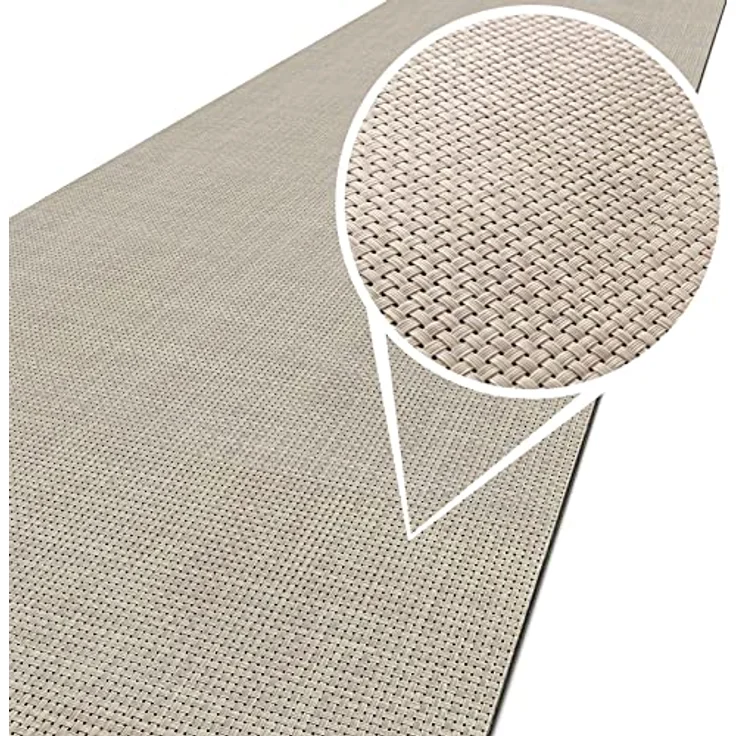ANRO TATAMI Küchenläufer, Hochwertiger Outdoorläufer in Sand, Eckig, 50 x 100 cm, 3 mm Höhe, Rattanoptik, Trittschalldämmend, Fußbodenheizungsgeeignet – Bild 1