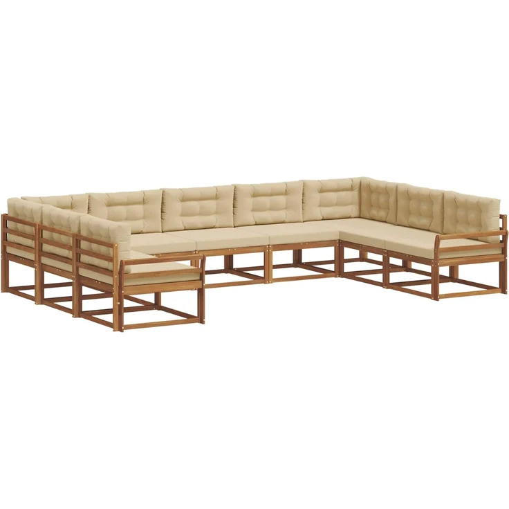 vidaXL Outdoor-Sofagarnitur 9 stk. 9-Sitzer Natur und Beige 3368171 – Bild 2