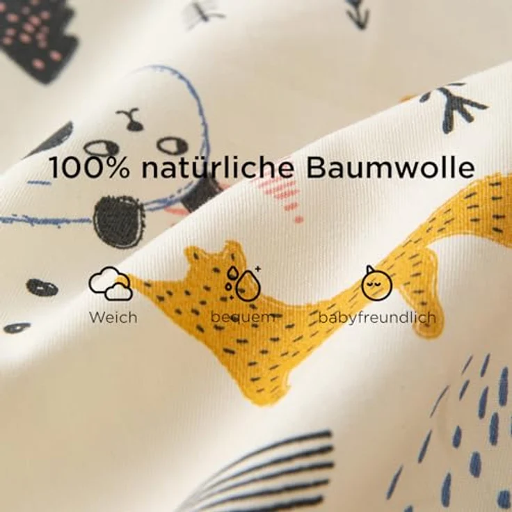 Duomiaomiao Schlafsack mit füßen, Sommerschlafsack mit füßen,100% Musselin Schlafsack Baby,Sommerschlafsack Baby 0.5 tog mit Doppelreißverschluss, schweißableitend und atmungsaktiv – Bild 8