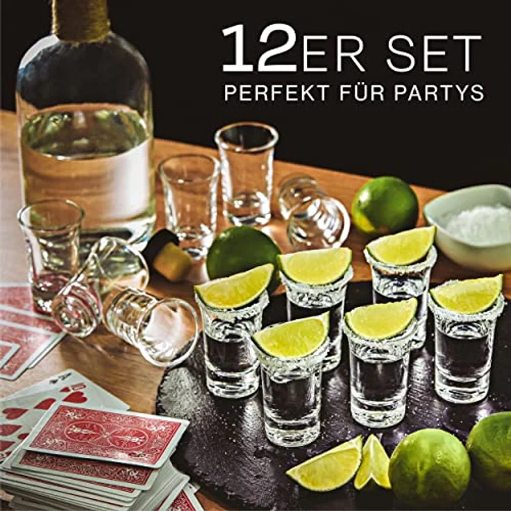 Praknu Schnapsglas 12er Set Schnapsgläser 4 cl - Shotgläser für jede Party - Stamperl, Glas, Spülmaschinenfest - Standfest dank dickem Boden - Pinneken, Pinnchen – Bild 3