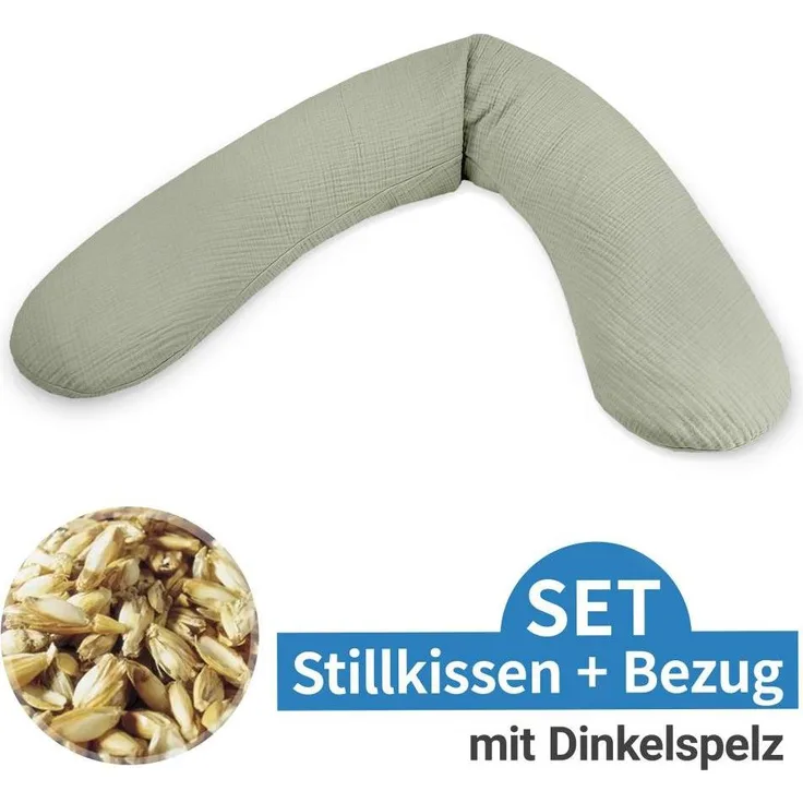 Theraline Stillkissen Das Original, 190 cm, vielseitig einsetzbar, atmungsaktive Füllung, inklusive hautfreundlichem Musselinbezug aus 100% Baumwolle