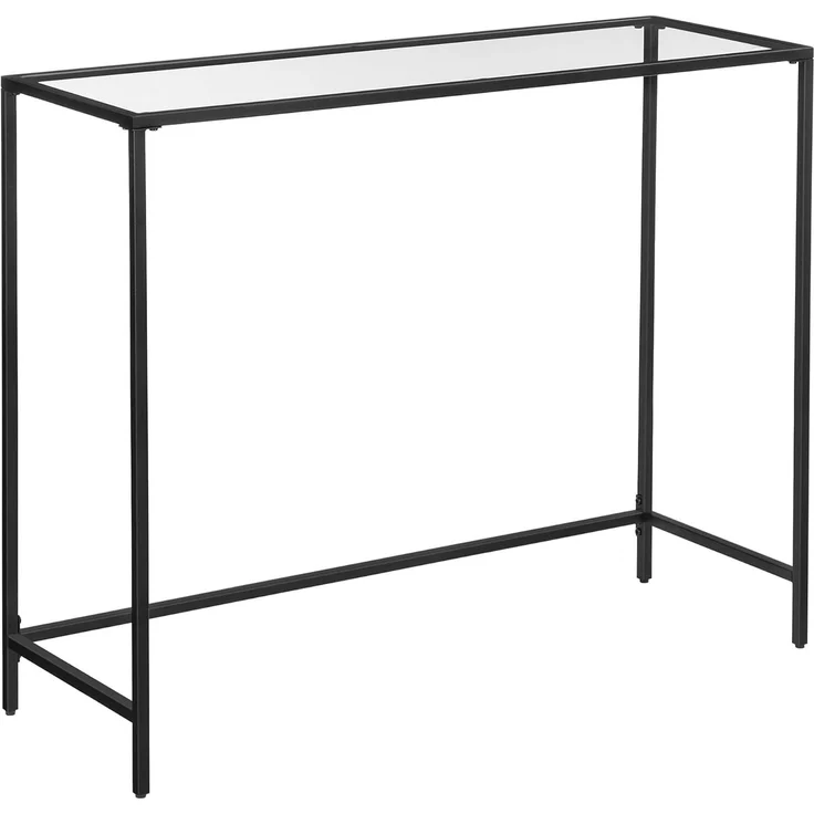 Vasagle Konsolentisch aus Hartglas, verstellbare Füße, Schwarz, 100 x 35 x 80 cm – Bild 1