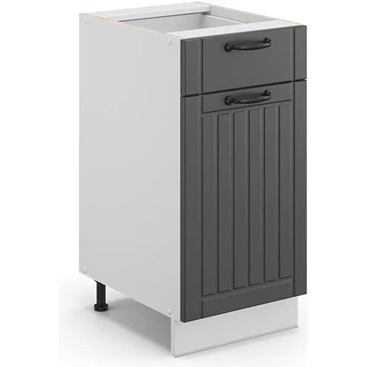 Küchenunterschrank Fame-Line Anthrazit Landhaus 40 cm ohne Arbeitsplatte Vicco