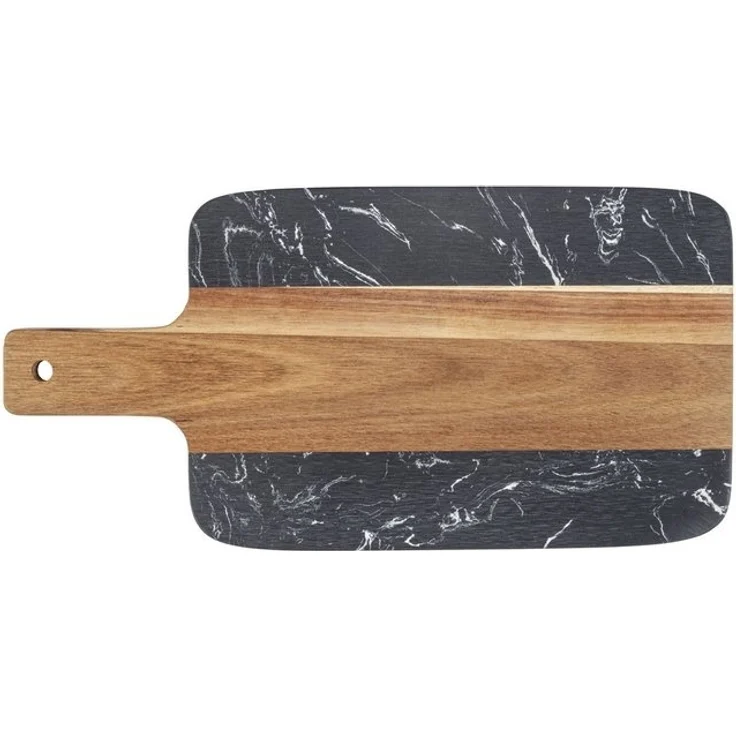 SCHÖNER WOHNEN-Kollektion Schneidebrett Atami, Akazienholz, Massivholz, (1-St), Küchenbrett mit Griff, massives Akazienholz und Marmor, Servierbrett – Bild 4