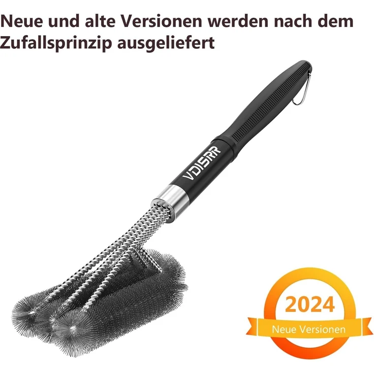 VDISRR Grillbürste, Grillbürste für Gussrost, Dreireihigen Edelstahlborsten, Lange Griff aus Kunststoff, für Holzkohle-, Elektro- und Gasgrills (Grillbürste Lange Griff) – Bild 9