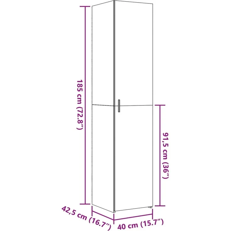 vidaXL Highboard Betongrau 40x42,5x185 cm Holzwerkstoff 3281402 – Bild 9
