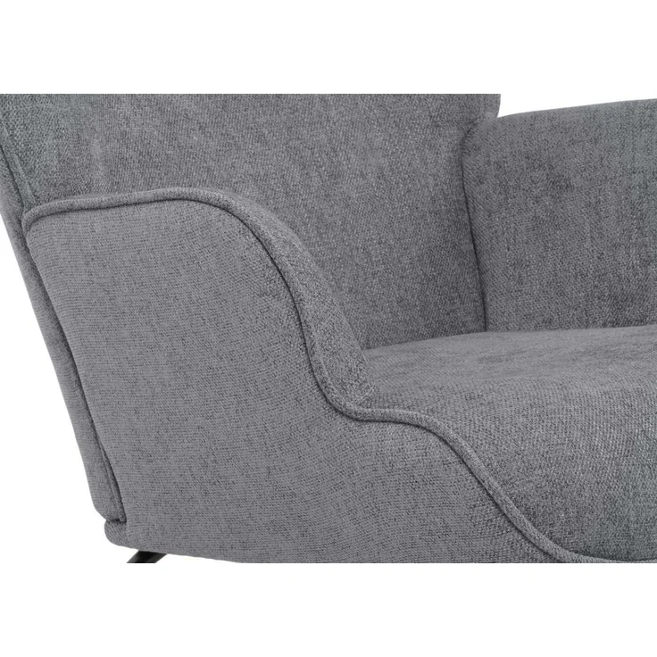 Schaukelstuhl HWC-N14, Schwingstuhl Relaxsessel Fernsehsessel, Massiv-Holz Metall Stoff/Textil 320g/m² ~ dunkelgrau – Bild 6