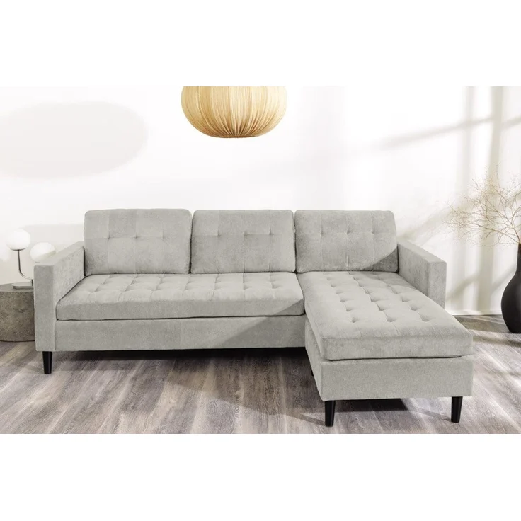 riess-ambiente Ecksofa STOCKHOLM 220 cm greige – 3-Sitzer, Cordbezug, Ottomane beidseitig, Einzelartikel 1 Teile, bequeme Eckcouch mit Federkern – ideal fürs Wohnzimmer & Gästezimmer – Bild 2