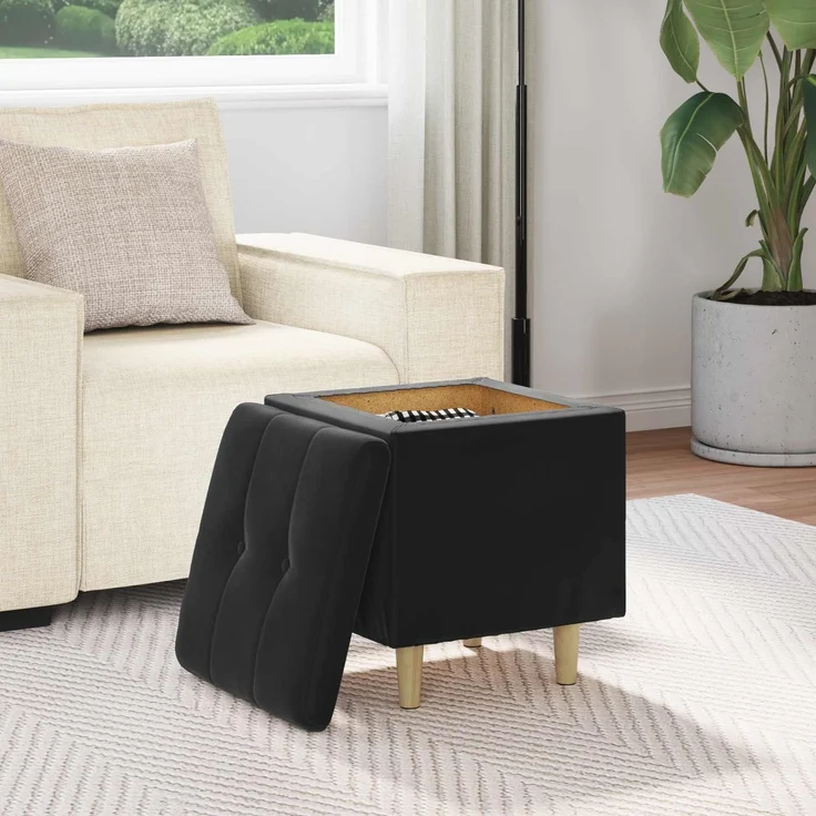 vidaXL Ottoman mit Stauraum Schwarz 40 x 40 x 45 cm Samt 876814 – Bild 4